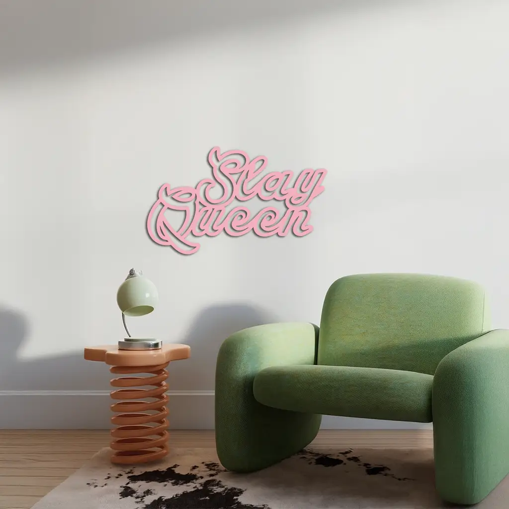 Slay Queen Typography Metal Wall Art – Feminine Empowerment Design - KAFGP106 by Enova Art