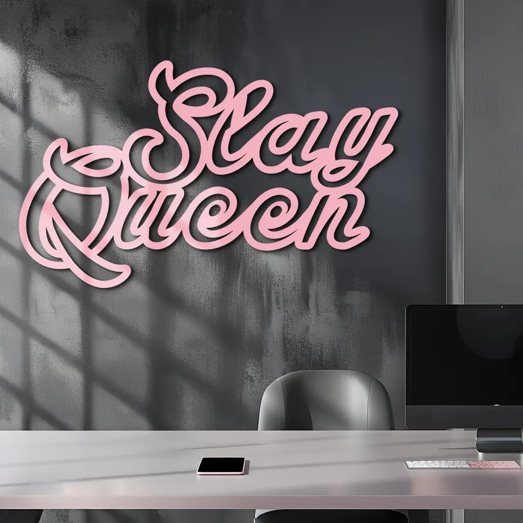 Slay Queen Typography Metal Wall Art – Feminine Empowerment Design - KAFGP106 by Enova Art