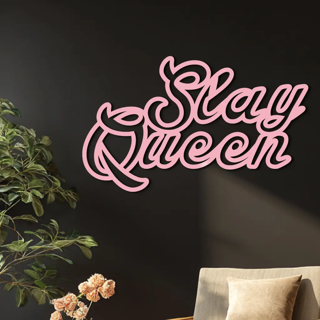 Slay Queen Typography Metal Wall Art – Feminine Empowerment Design - KAFGP106 by Enova Art