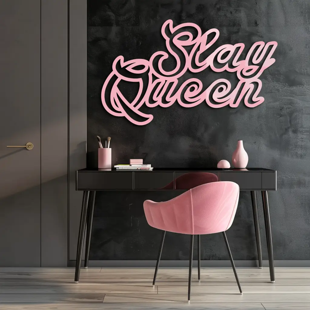 Slay Queen Typography Metal Wall Art – Feminine Empowerment Design - KAFGP106 by Enova Art