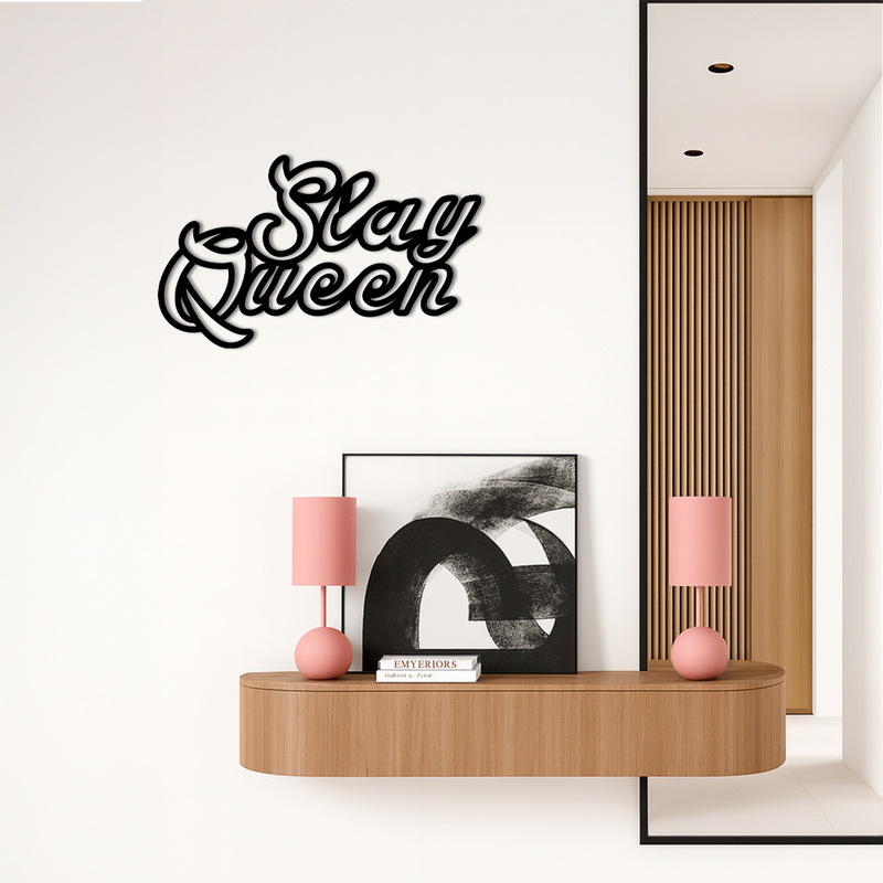 Slay Queen Typography Metal Wall Art – Feminine Empowerment Design - KAFGP106 by Enova Art