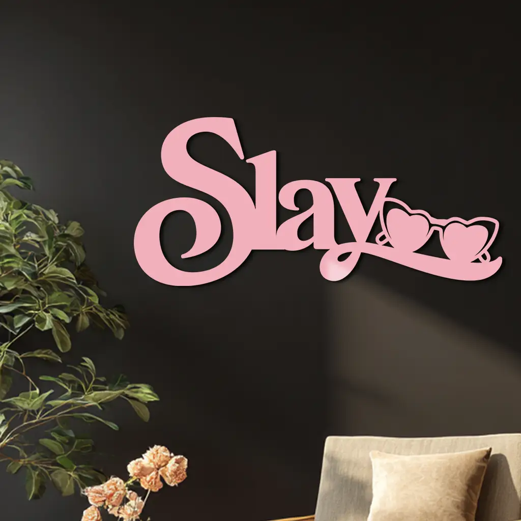 Slay Metal Wall Art – Heart Sunglasses Statement Design - KAFGP107 by Enova Art