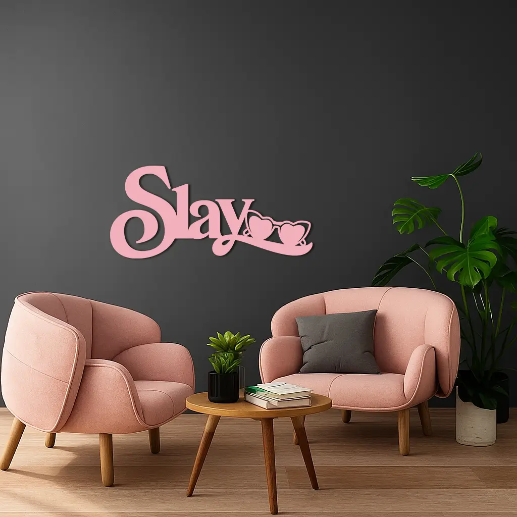 Slay Metal Wall Art – Heart Sunglasses Statement Design - KAFGP107 by Enova Art