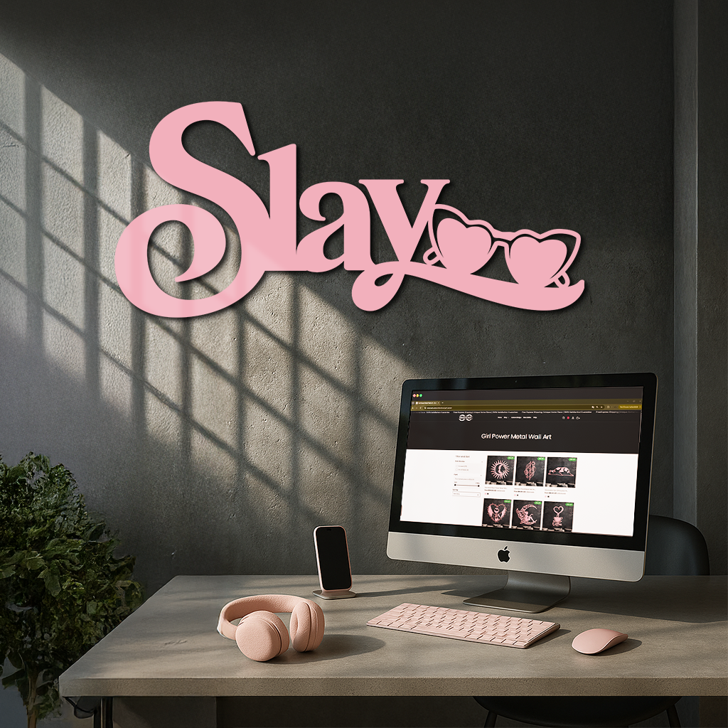 Slay Metal Wall Art – Heart Sunglasses Statement Design - KAFGP107 by Enova Art