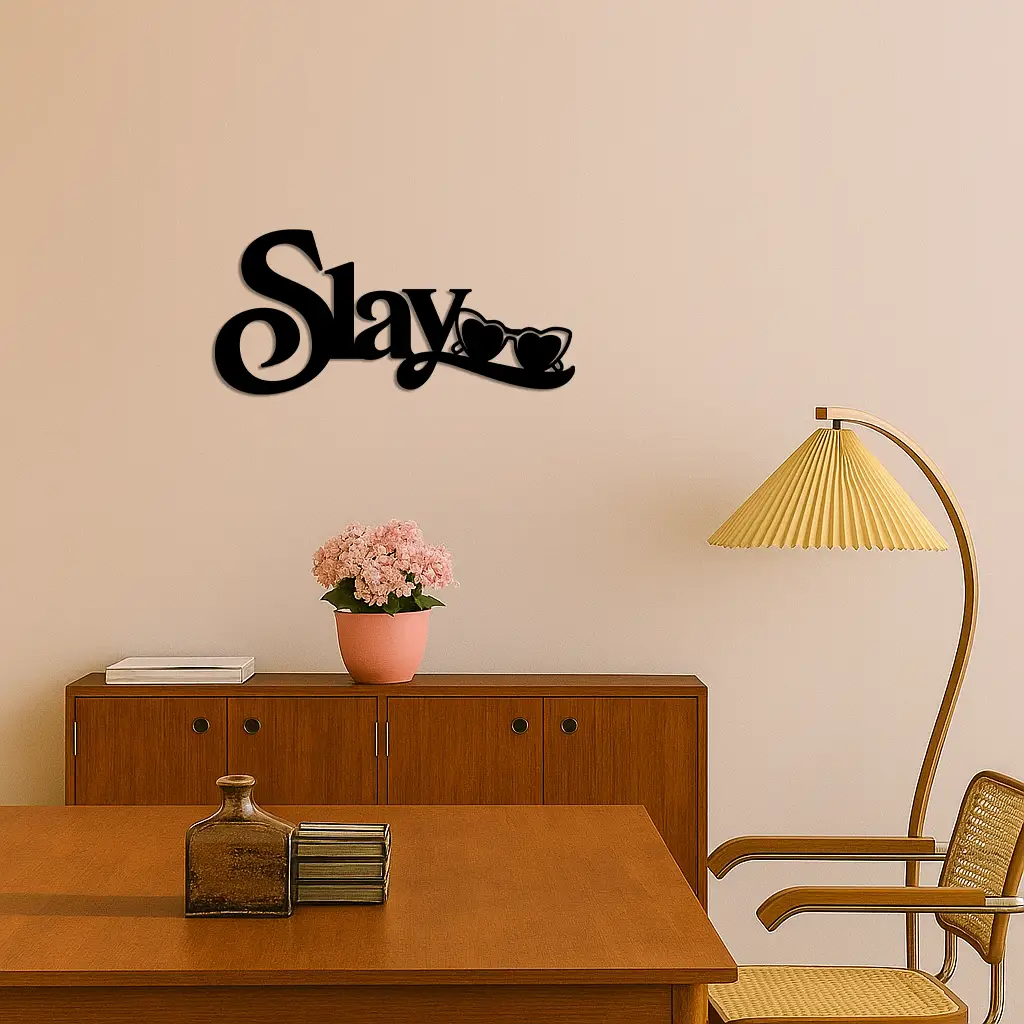 Slay Metal Wall Art – Heart Sunglasses Statement Design - KAFGP107 by Enova Art