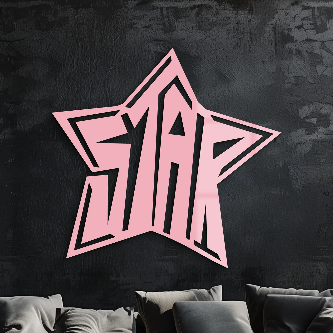 Star Shaped Typography Metal Wall Art – Bold Statement Design - KAFGP108 by Enova Art