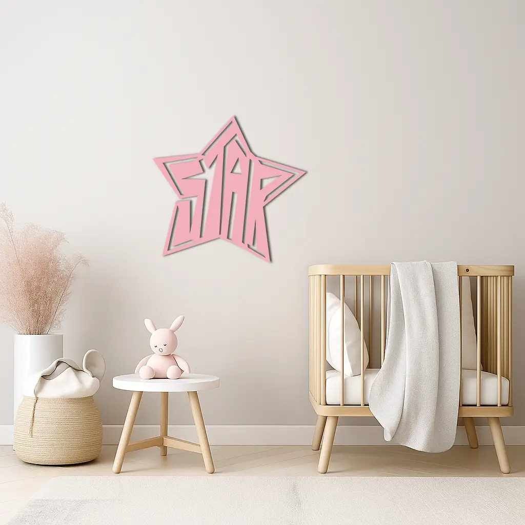 Star Shaped Typography Metal Wall Art – Bold Statement Design - KAFGP108 by Enova Art