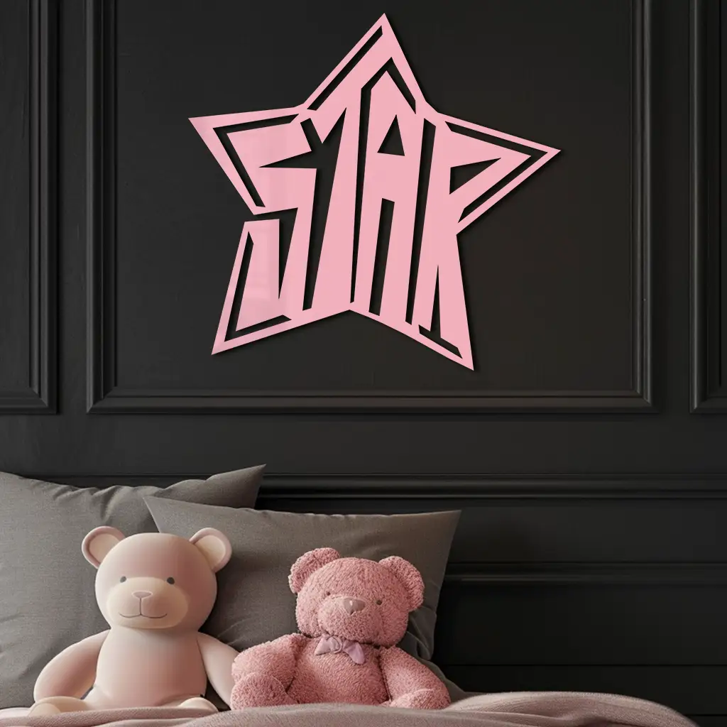 Star Shaped Typography Metal Wall Art – Bold Statement Design - KAFGP108 by Enova Art