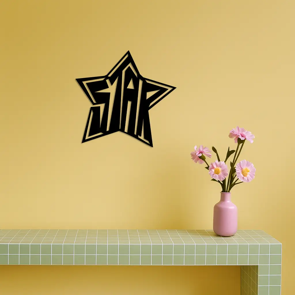 Star Shaped Typography Metal Wall Art – Bold Statement Design - KAFGP108 by Enova Art