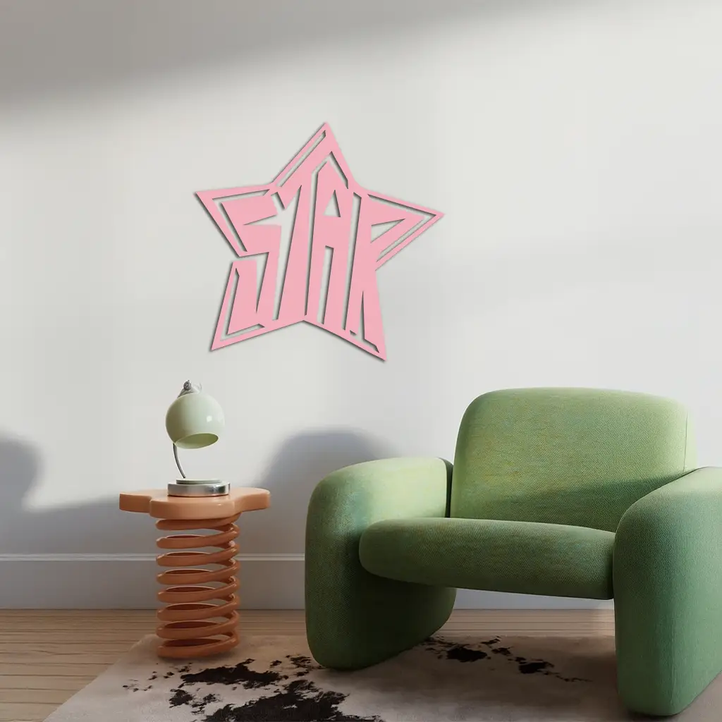 Star Shaped Typography Metal Wall Art – Bold Statement Design - KAFGP108 by Enova Art