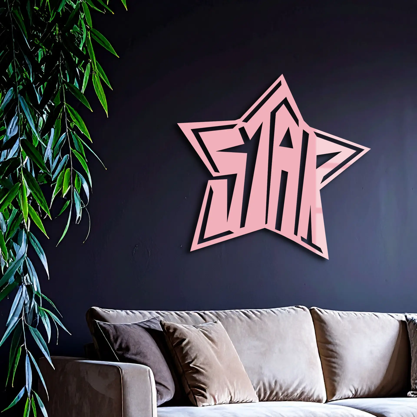 Star Shaped Typography Metal Wall Art – Bold Statement Design - KAFGP108 by Enova Art