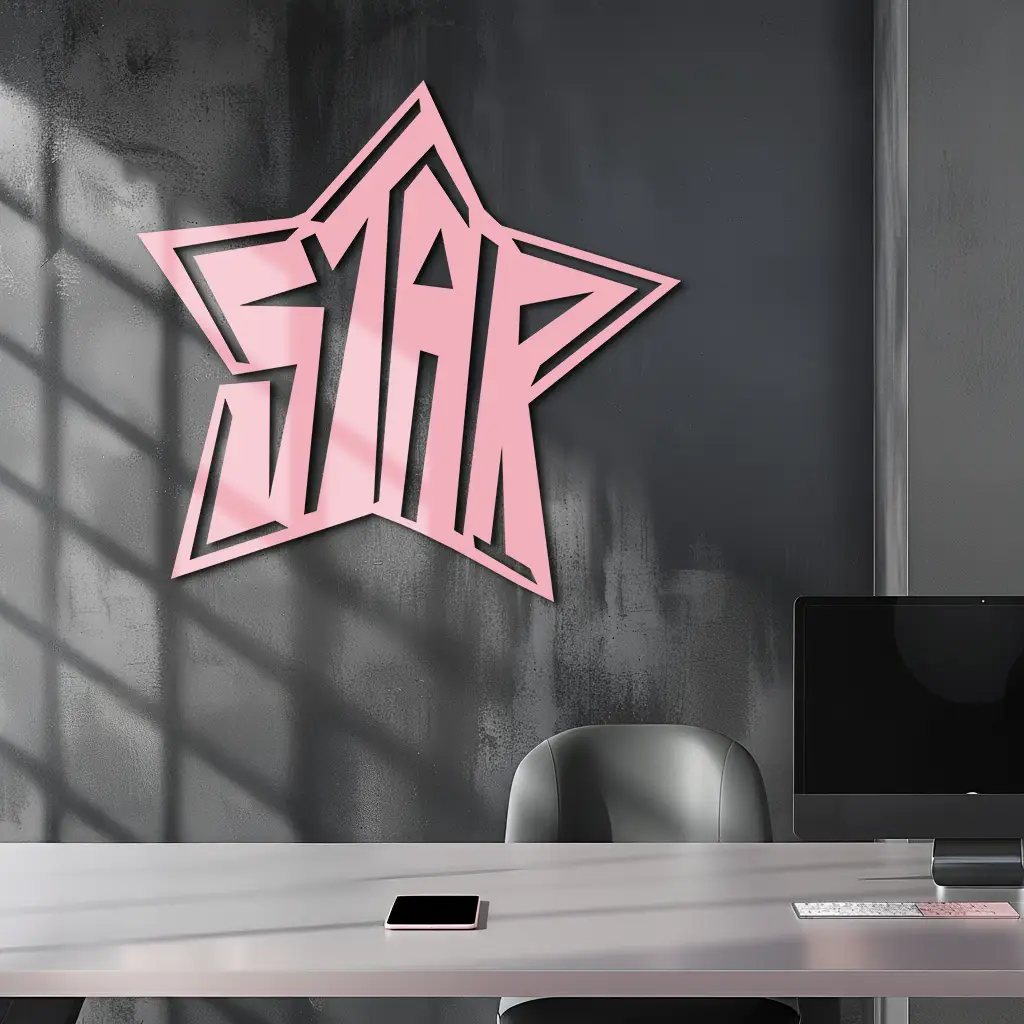 Star Shaped Typography Metal Wall Art – Bold Statement Design - KAFGP108 by Enova Art