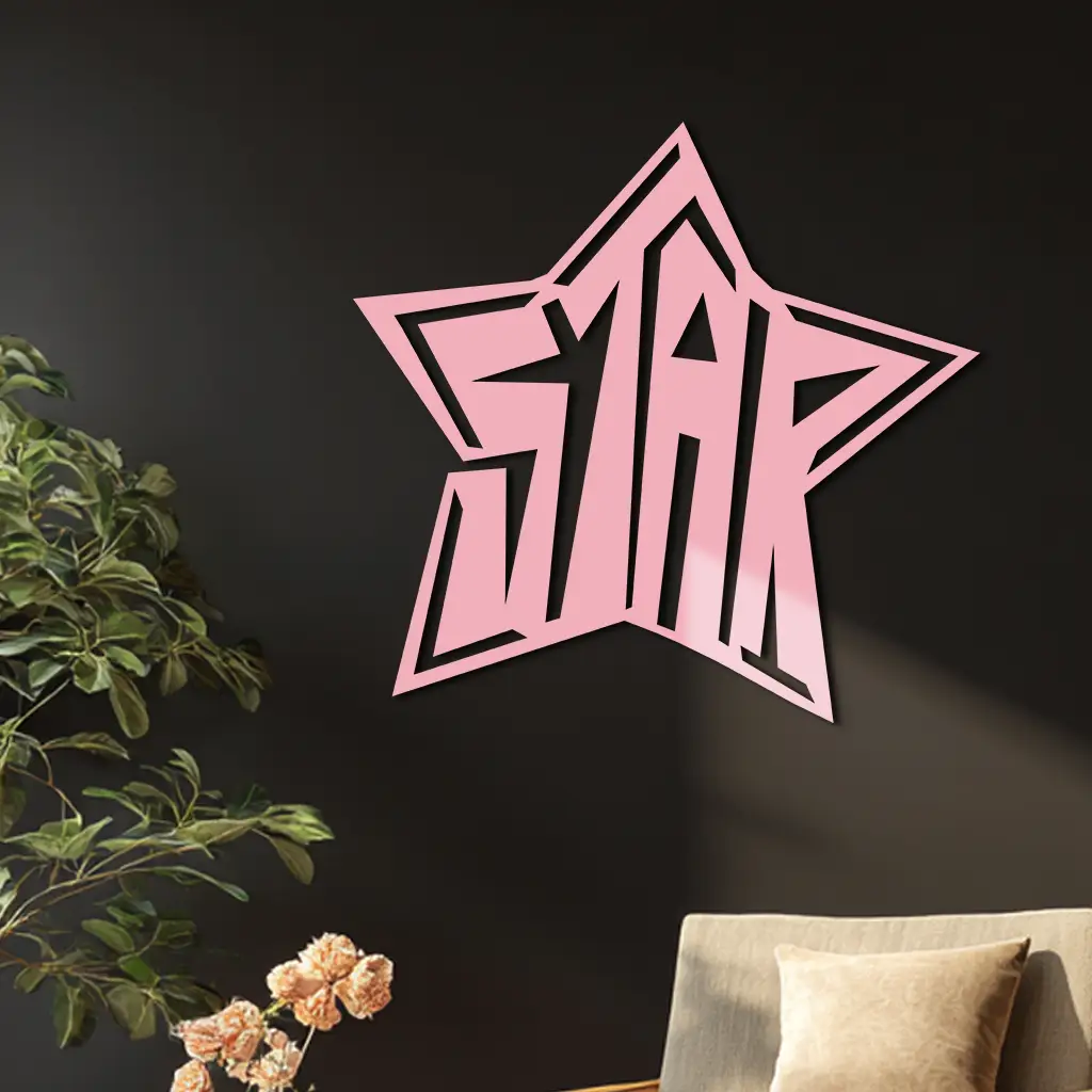 Star Shaped Typography Metal Wall Art – Bold Statement Design - KAFGP108 by Enova Art