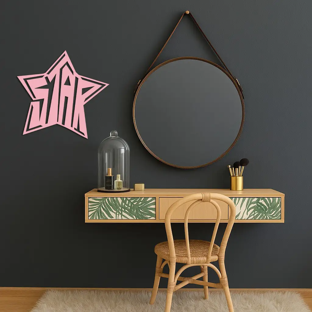 Star Shaped Typography Metal Wall Art – Bold Statement Design - KAFGP108 by Enova Art
