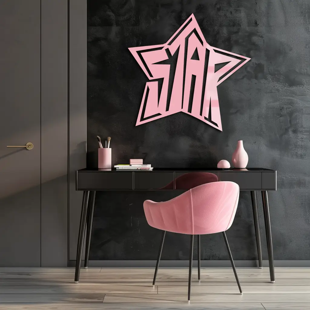 Star Shaped Typography Metal Wall Art – Bold Statement Design - KAFGP108 by Enova Art