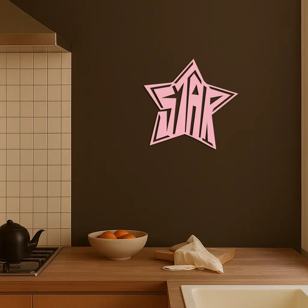 Star Shaped Typography Metal Wall Art – Bold Statement Design - KAFGP108 by Enova Art