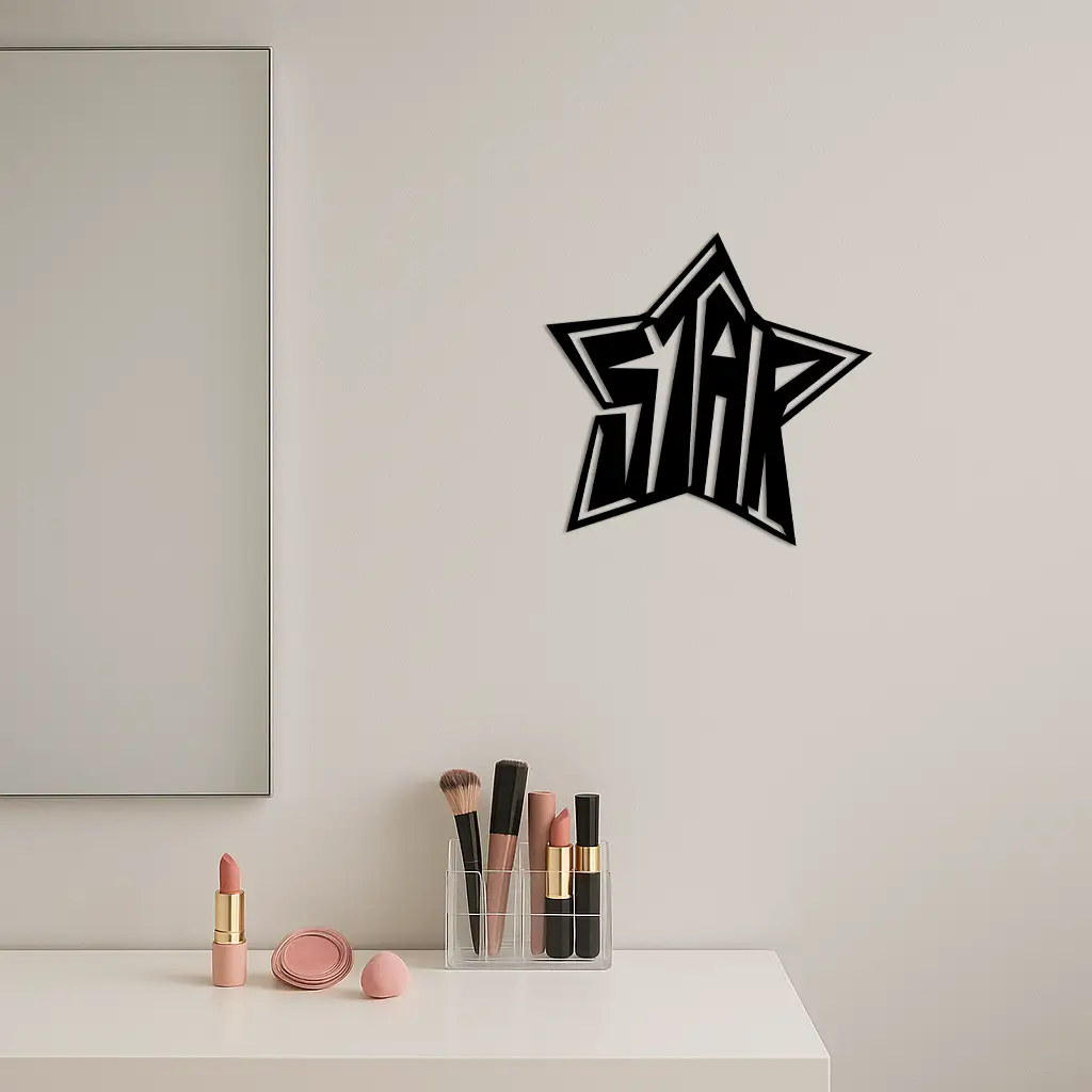 Star Shaped Typography Metal Wall Art – Bold Statement Design - KAFGP108 by Enova Art