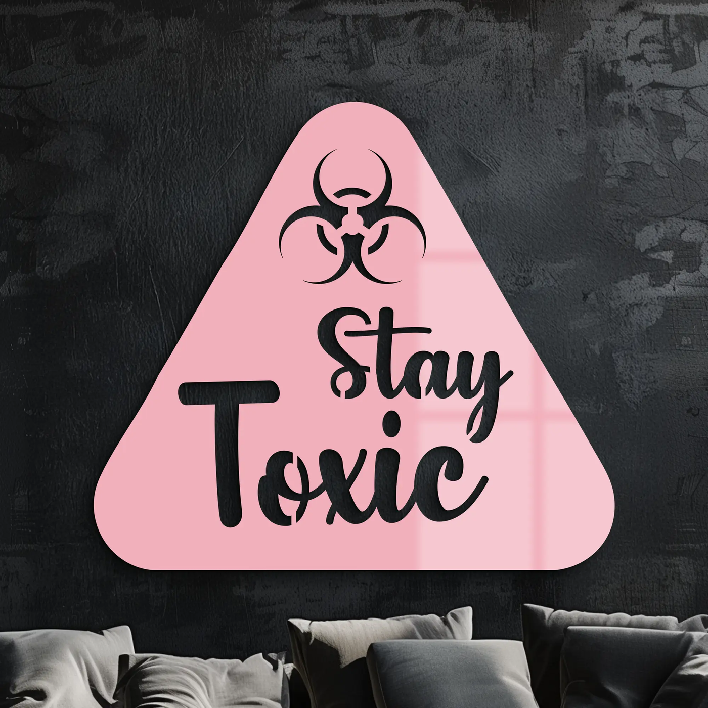 Stay Toxic Warning Sign Metal Wall Art – Bold Caution Style Decor - KAFGP109 by Enova Art