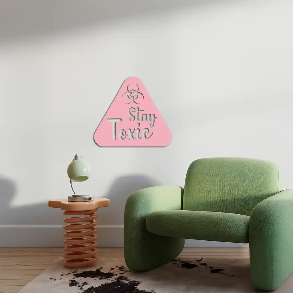 Stay Toxic Warning Sign Metal Wall Art – Bold Caution Style Decor - KAFGP109 by Enova Art