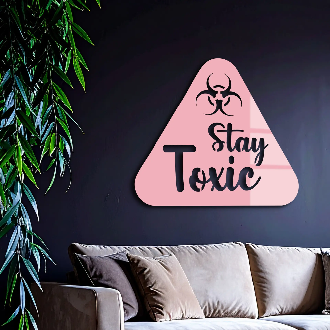 Stay Toxic Warning Sign Metal Wall Art – Bold Caution Style Decor - KAFGP109 by Enova Art