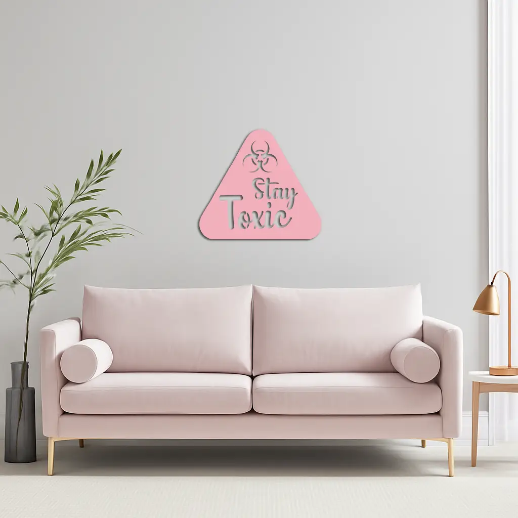 Stay Toxic Warning Sign Metal Wall Art – Bold Caution Style Decor - KAFGP109 by Enova Art