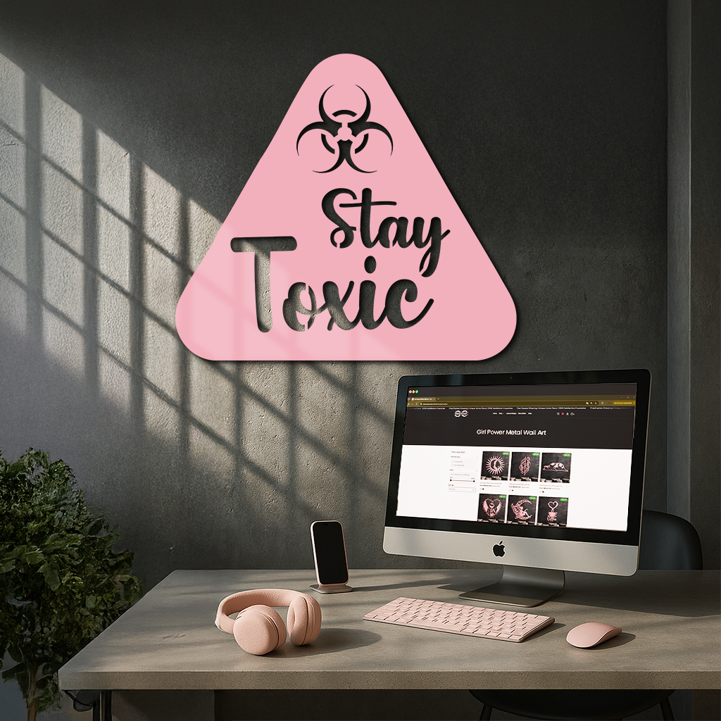 Stay Toxic Warning Sign Metal Wall Art – Bold Caution Style Decor - KAFGP109 by Enova Art