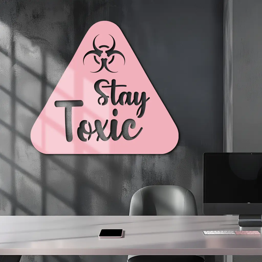 Stay Toxic Warning Sign Metal Wall Art – Bold Caution Style Decor - KAFGP109 by Enova Art