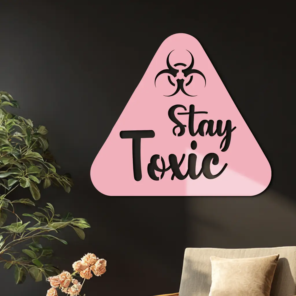 Stay Toxic Warning Sign Metal Wall Art – Bold Caution Style Decor - KAFGP109 by Enova Art
