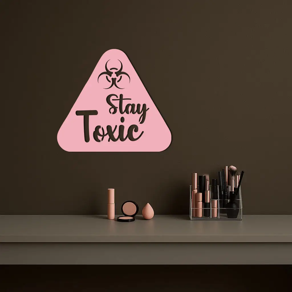 Stay Toxic Warning Sign Metal Wall Art – Bold Caution Style Decor - KAFGP109 by Enova Art