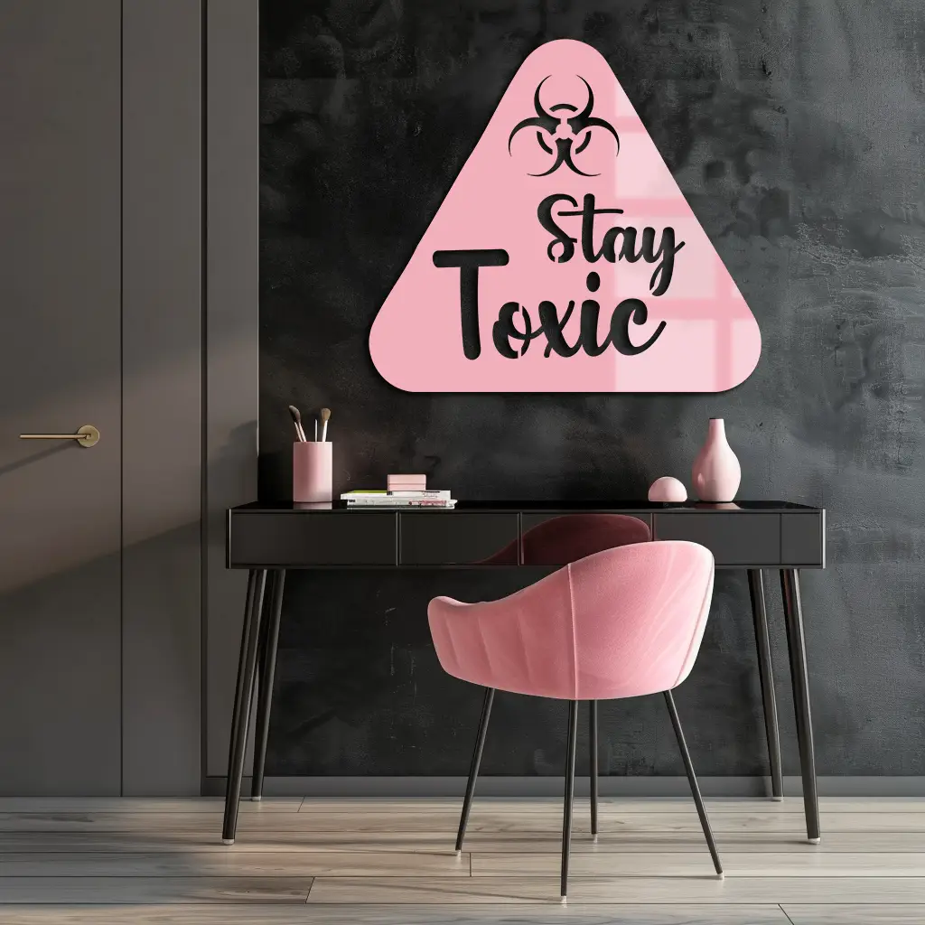 Stay Toxic Warning Sign Metal Wall Art – Bold Caution Style Decor - KAFGP109 by Enova Art