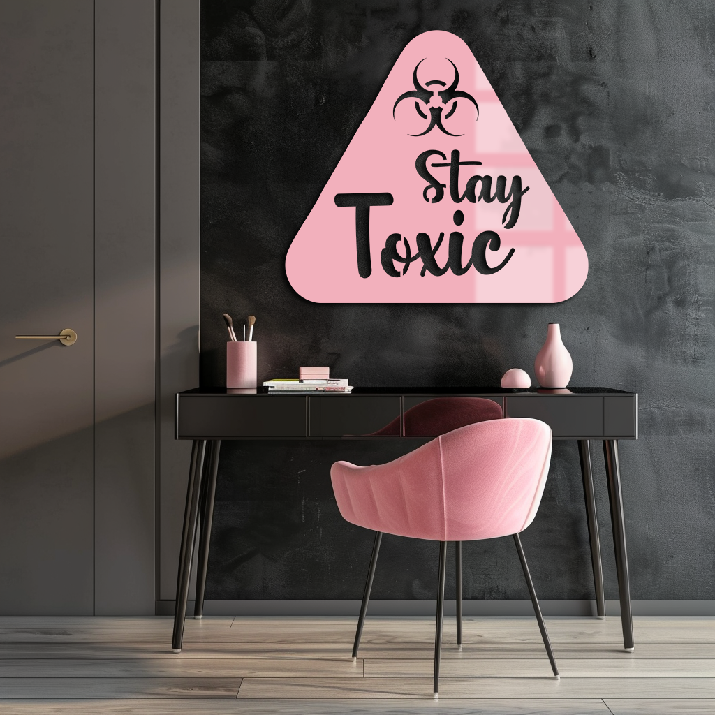 Stay Toxic Warning Sign Metal Wall Art – Bold Caution Style Decor - KAFGP109 by Enova Art