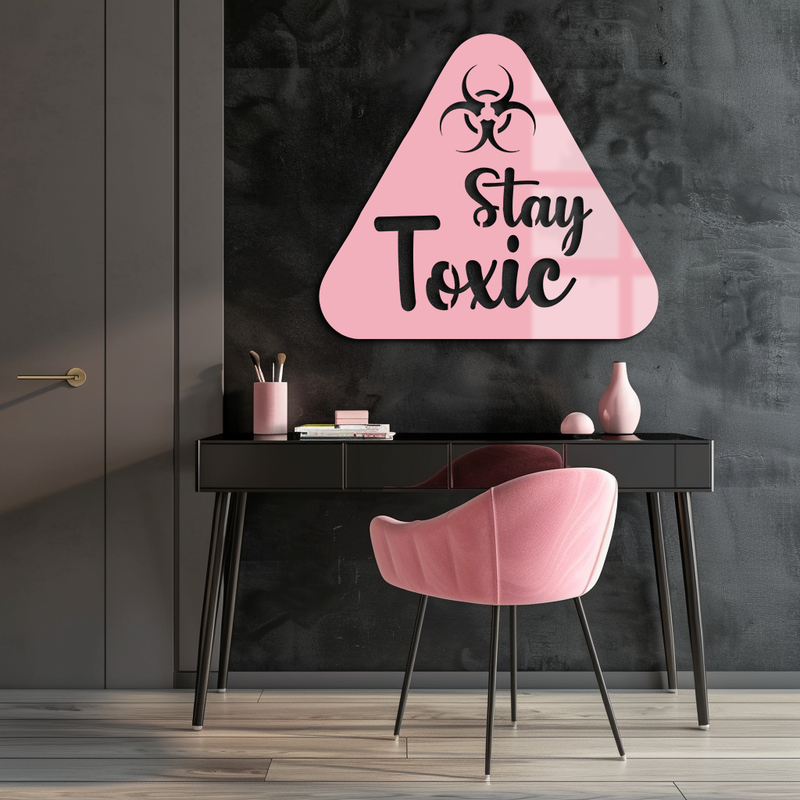 Stay Toxic Warning Sign Metal Wall Art – Bold Caution Style Decor - KAFGP109 by Enova Art