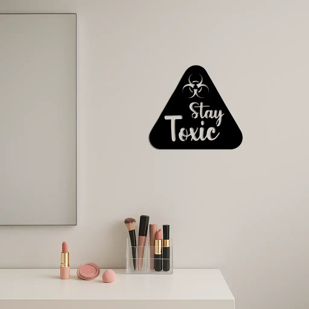 Stay Toxic Warning Sign Metal Wall Art – Bold Caution Style Decor - KAFGP109 by Enova Art