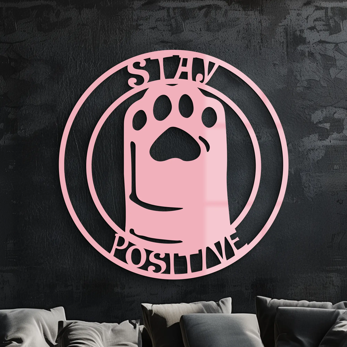Stay Positive Paw Print Metal Wall Art – Inspirational Pet Lover Decor - KAFGP110 by Enova Art