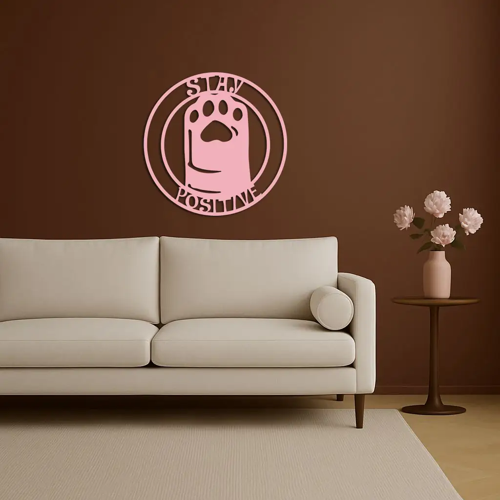 Stay Positive Paw Print Metal Wall Art – Inspirational Pet Lover Decor - KAFGP110 by Enova Art