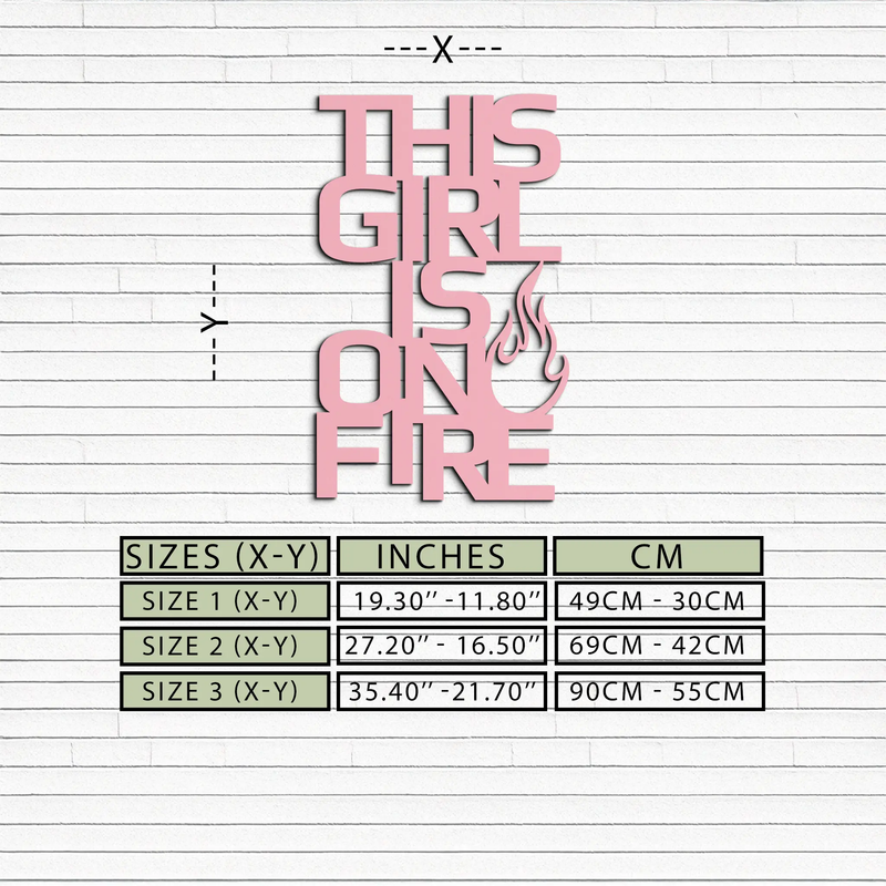 This Girl Is On Fire Metal Wall Art – Bold Flame Typography Design - KAFGP112 by Enova Art