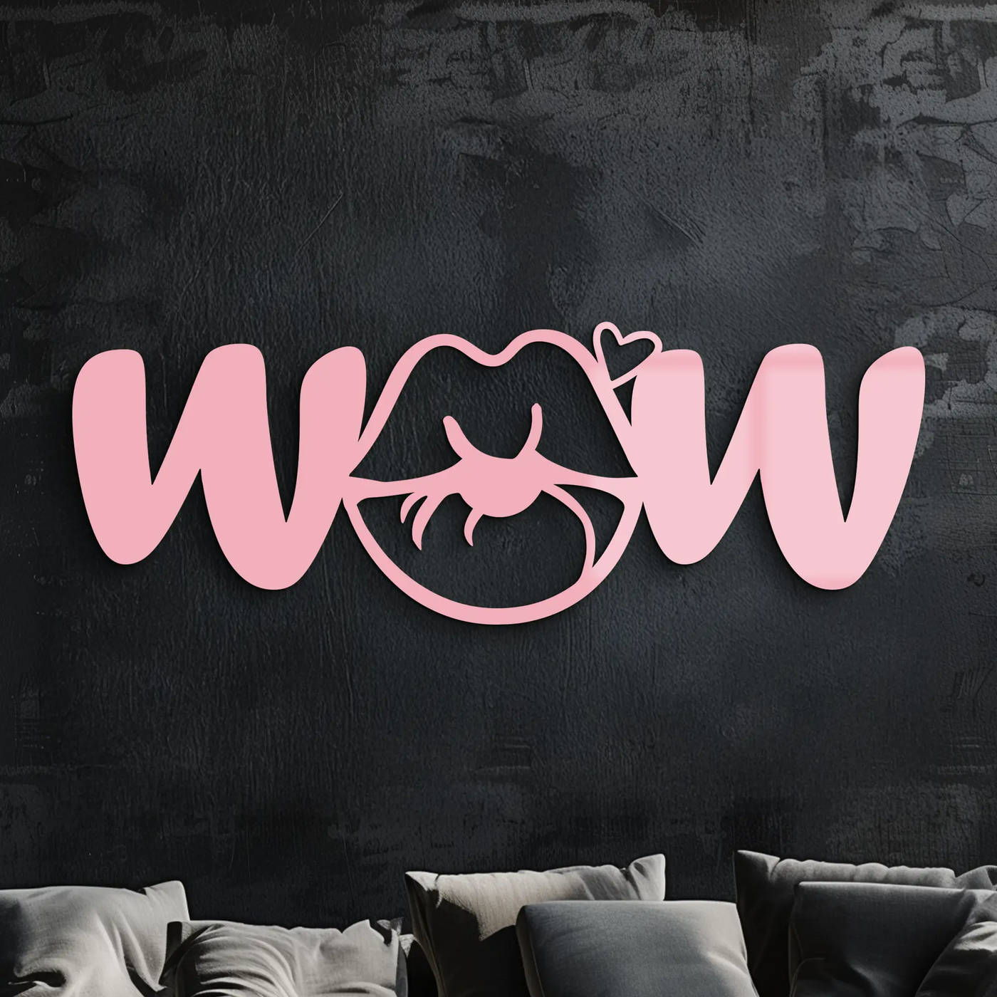 Wow Face Expression Metal Wall Art – Modern Typography Design - KAFGP113 by Enova Art