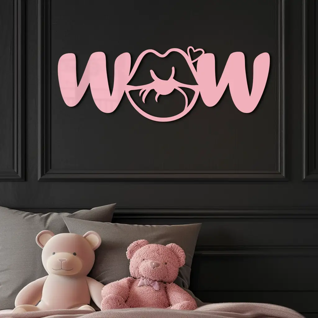 Wow Face Expression Metal Wall Art – Modern Typography Design - KAFGP113 by Enova Art