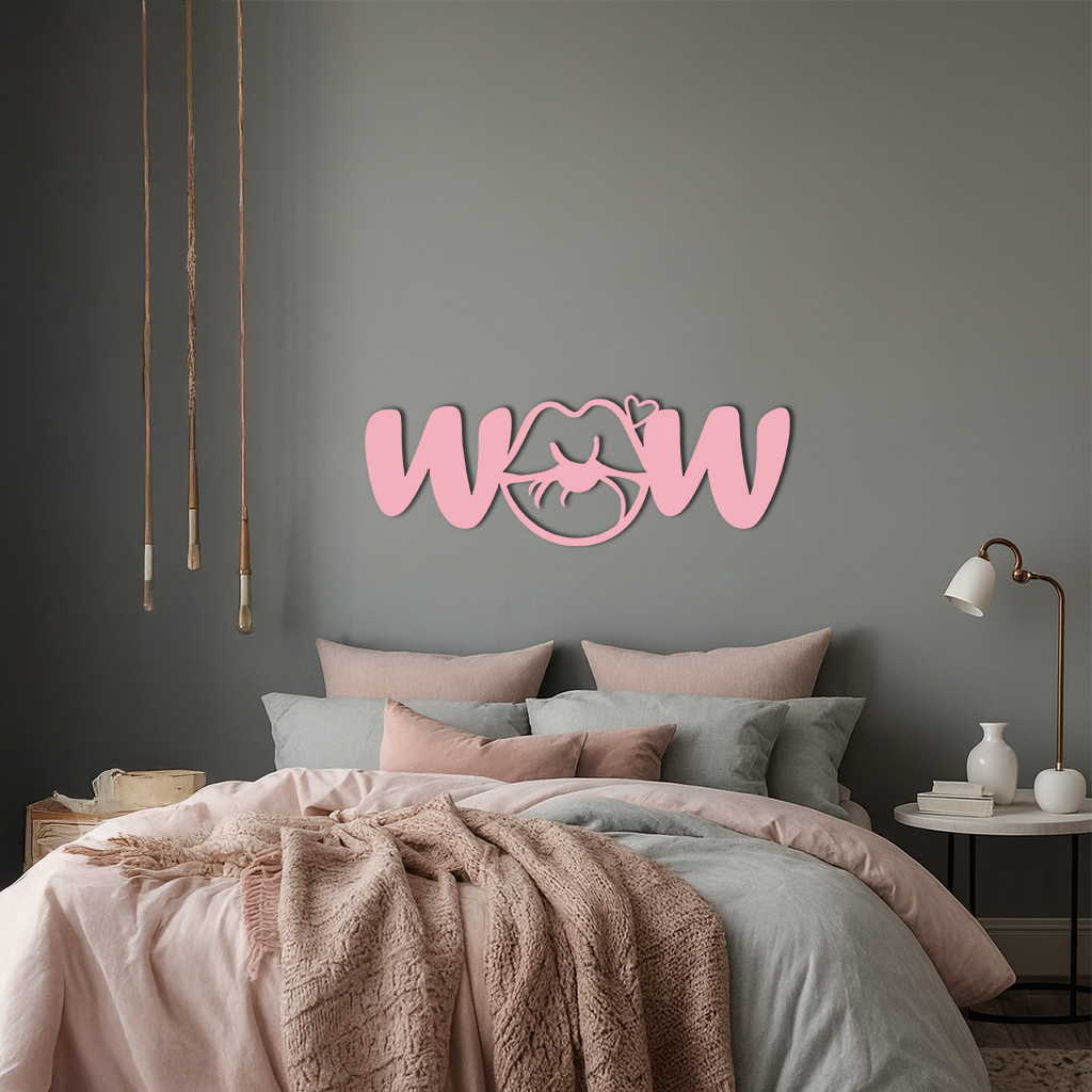 Wow Face Expression Metal Wall Art – Modern Typography Design - KAFGP113 by Enova Art