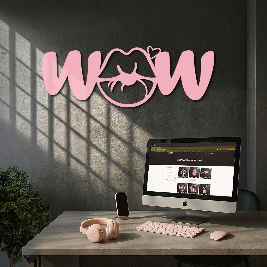 Wow Face Expression Metal Wall Art – Modern Typography Design - KAFGP113 by Enova Art