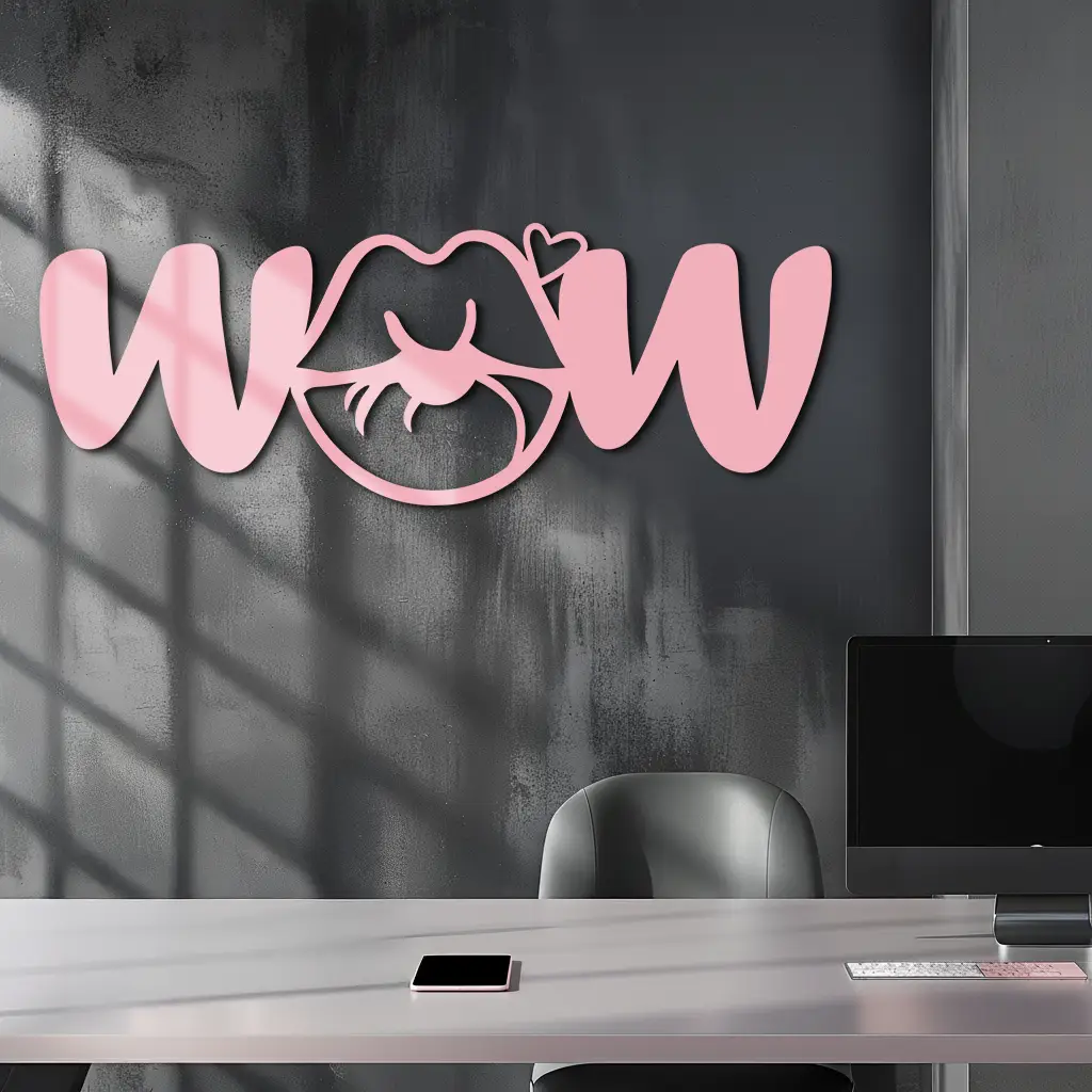 Wow Face Expression Metal Wall Art – Modern Typography Design - KAFGP113 by Enova Art