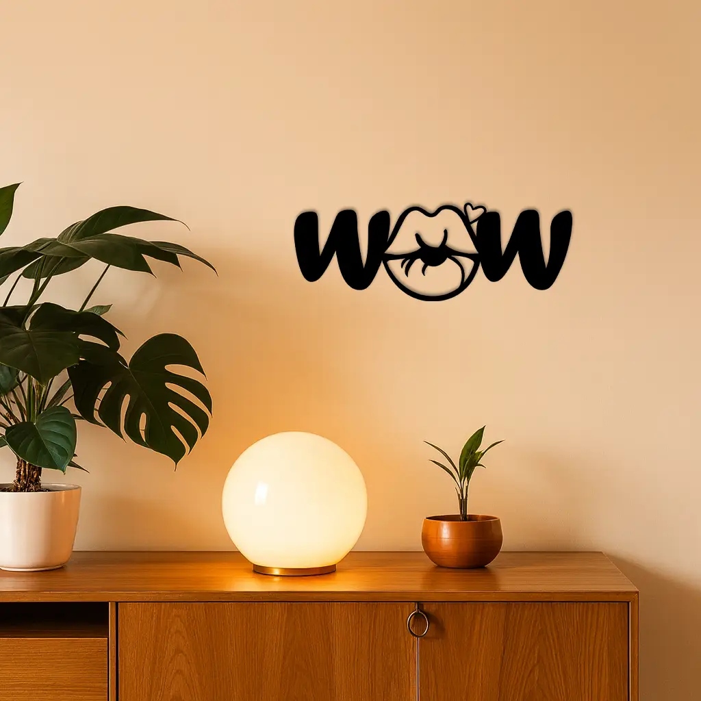 Wow Face Expression Metal Wall Art – Modern Typography Design - KAFGP113 by Enova Art