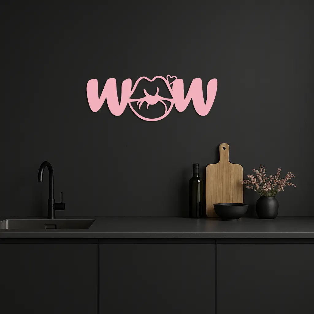 Wow Face Expression Metal Wall Art – Modern Typography Design - KAFGP113 by Enova Art