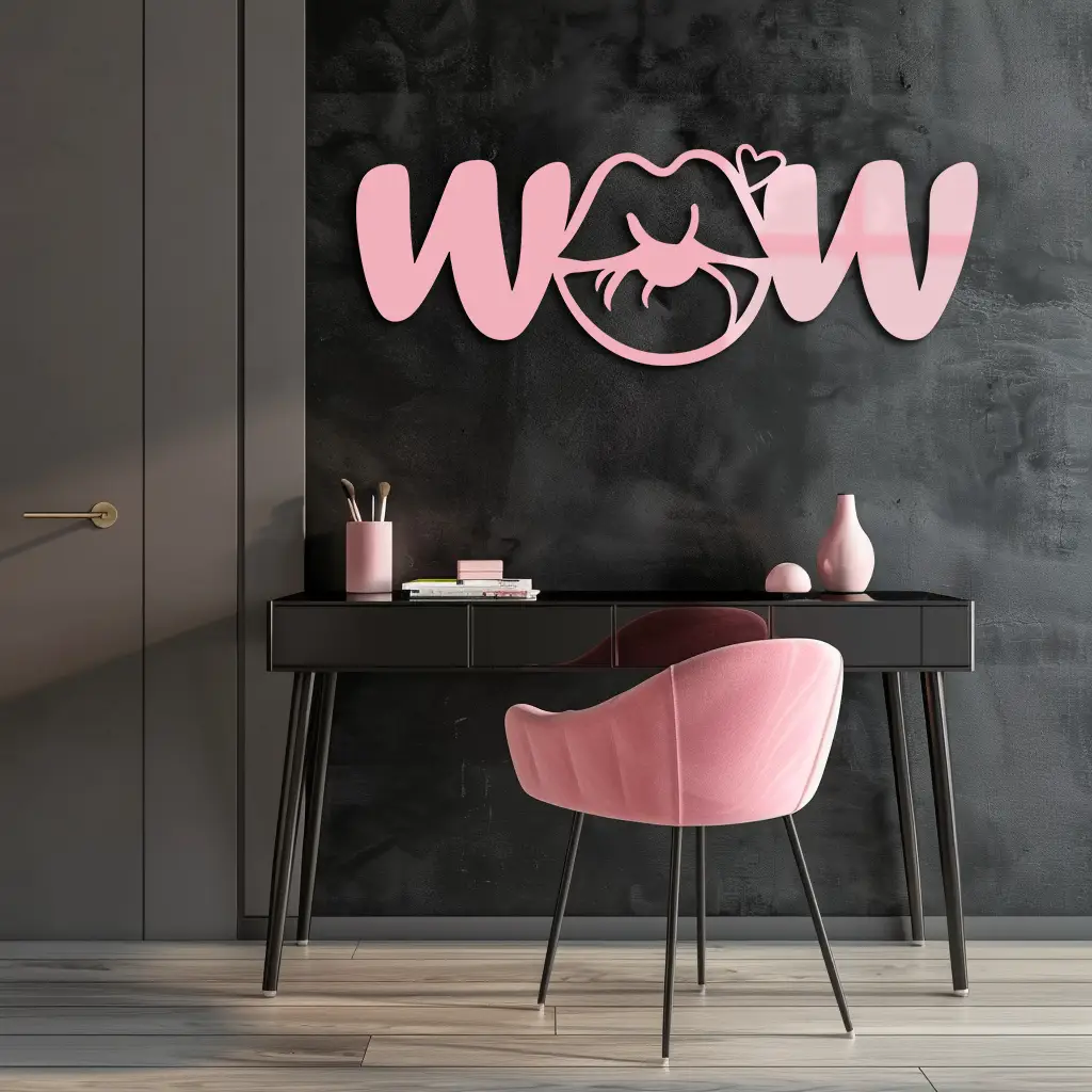 Wow Face Expression Metal Wall Art – Modern Typography Design - KAFGP113 by Enova Art