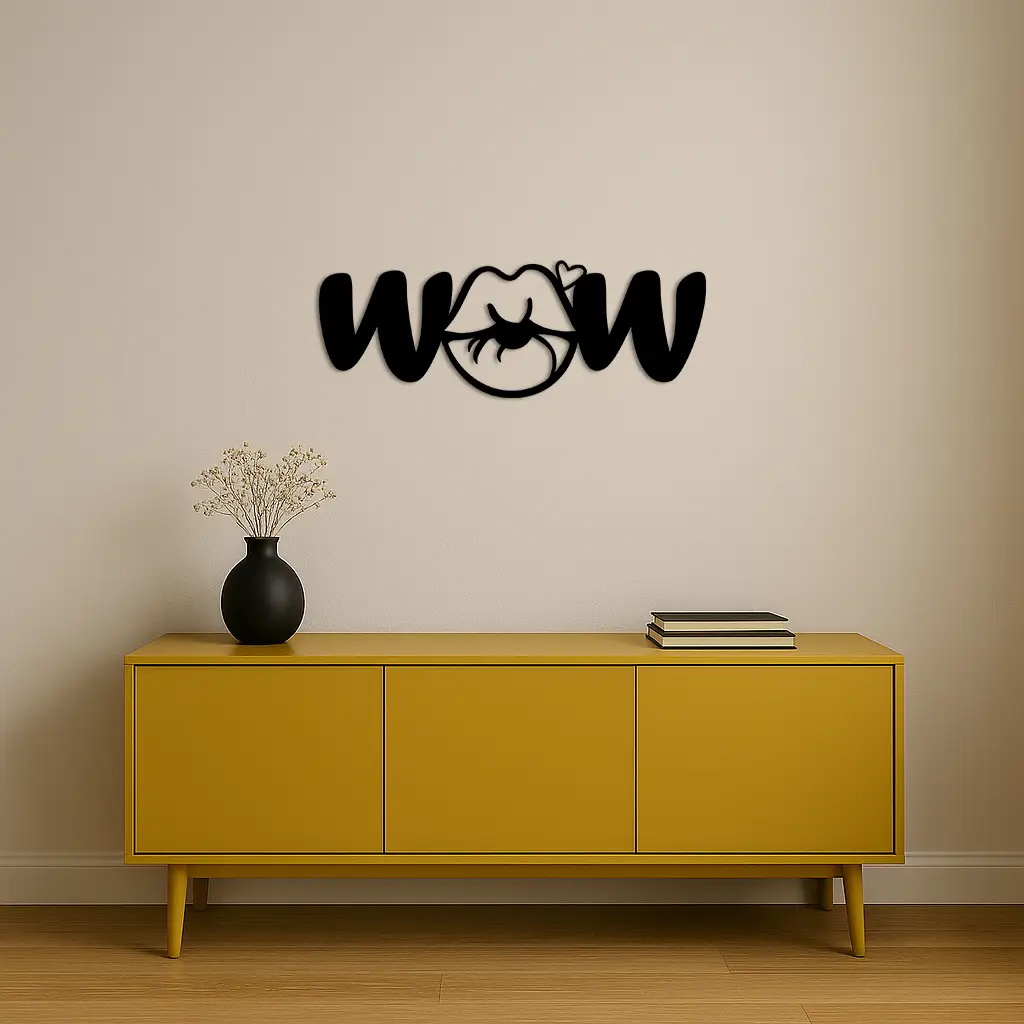 Wow Face Expression Metal Wall Art – Modern Typography Design - KAFGP113 by Enova Art