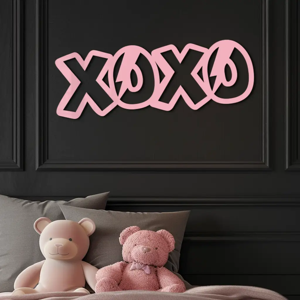 XOXO Word Art Metal Wall Decor – Modern Love Quote Design - KAFGP114 by Enova Art