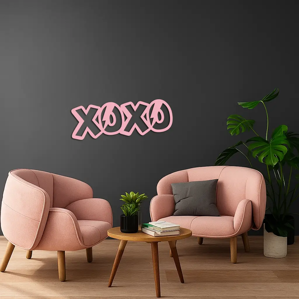 XOXO Word Art Metal Wall Decor – Modern Love Quote Design - KAFGP114 by Enova Art