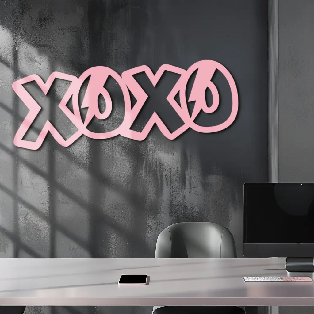 XOXO Word Art Metal Wall Decor – Modern Love Quote Design - KAFGP114 by Enova Art