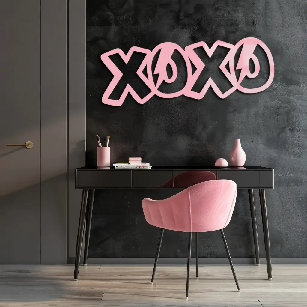 XOXO Word Art Metal Wall Decor – Modern Love Quote Design - KAFGP114 by Enova Art
