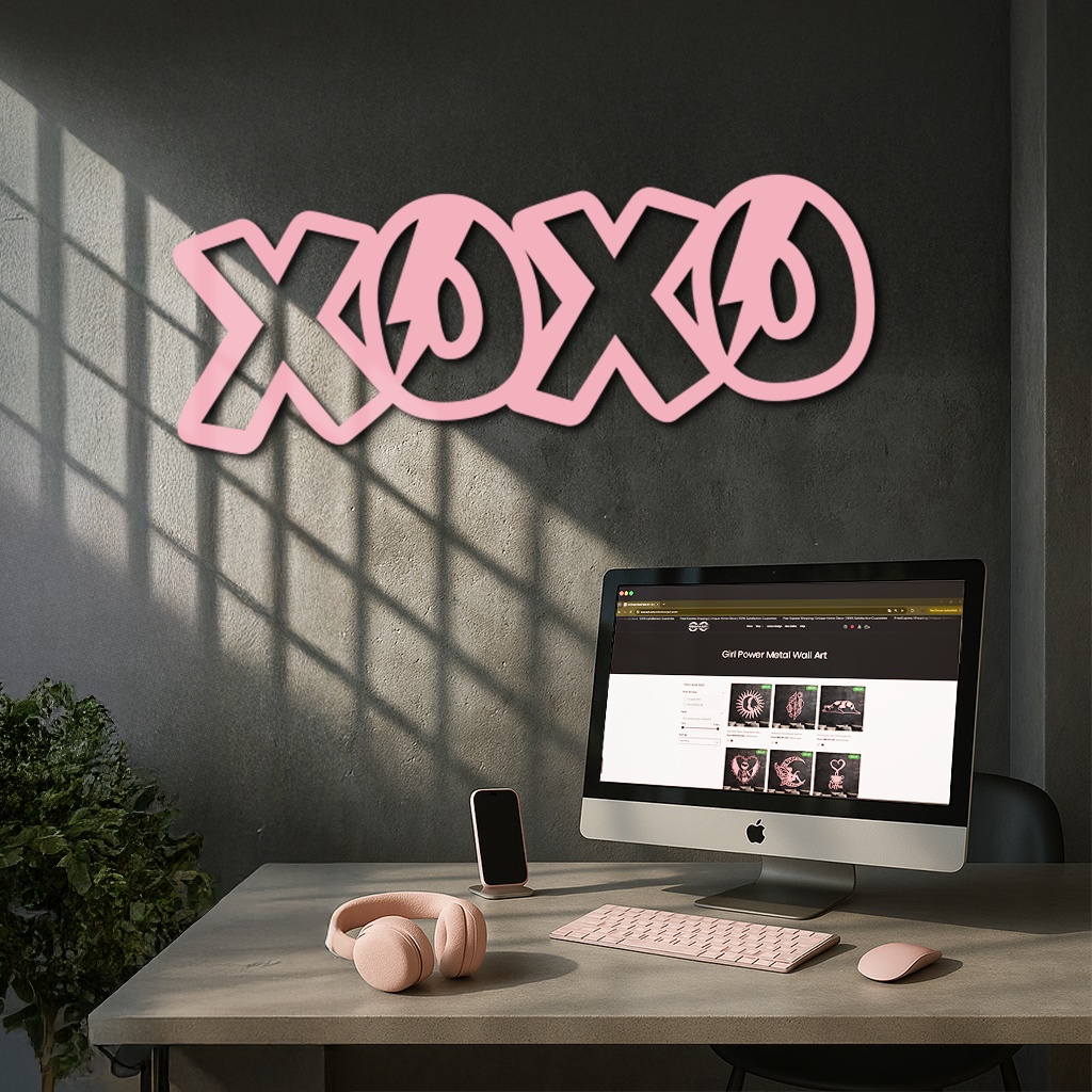 XOXO Word Art Metal Wall Decor – Modern Love Quote Design - KAFGP114 by Enova Art
